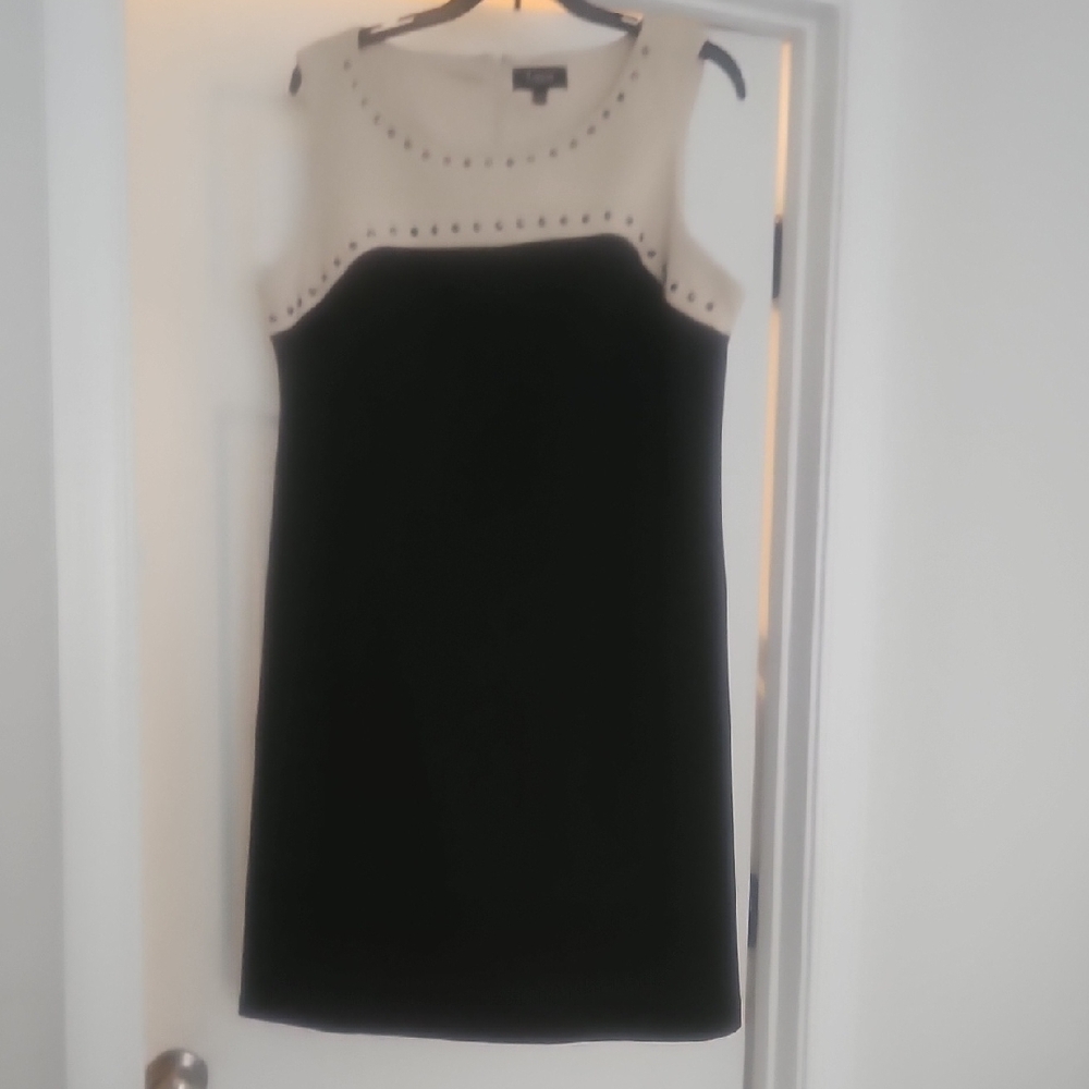Lux Black and Cream Studded Mini Dress